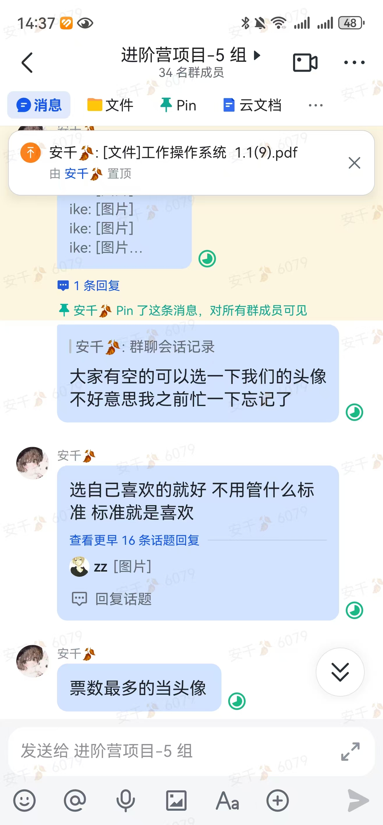标注图片12:发起第五组群头像投票